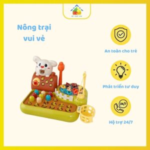 Nông trại vui vẻ, 4in1 giáo dục sớm, câu cá, đập chuột, gắp sâu, trồng củ cải